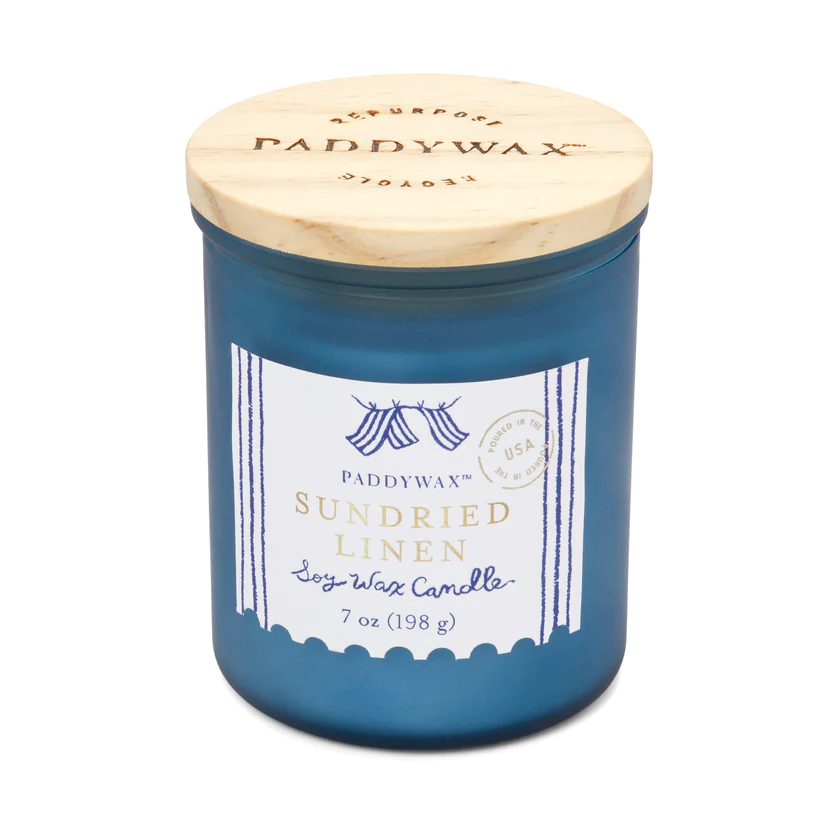 Scented candle Coastal Sea Blue Glass - Sundried Linen