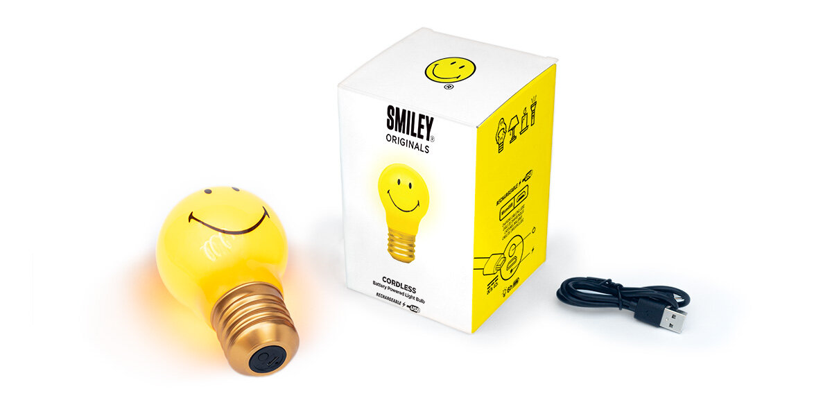 Sladdlös glödlampa Smiley