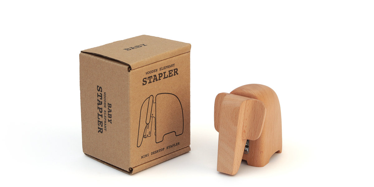Stapler in Wood - small elephant