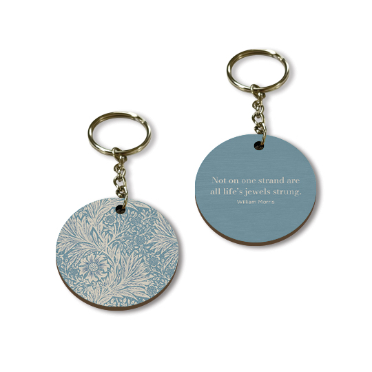 Key ring in wood Morris Modern Marigold - Blue