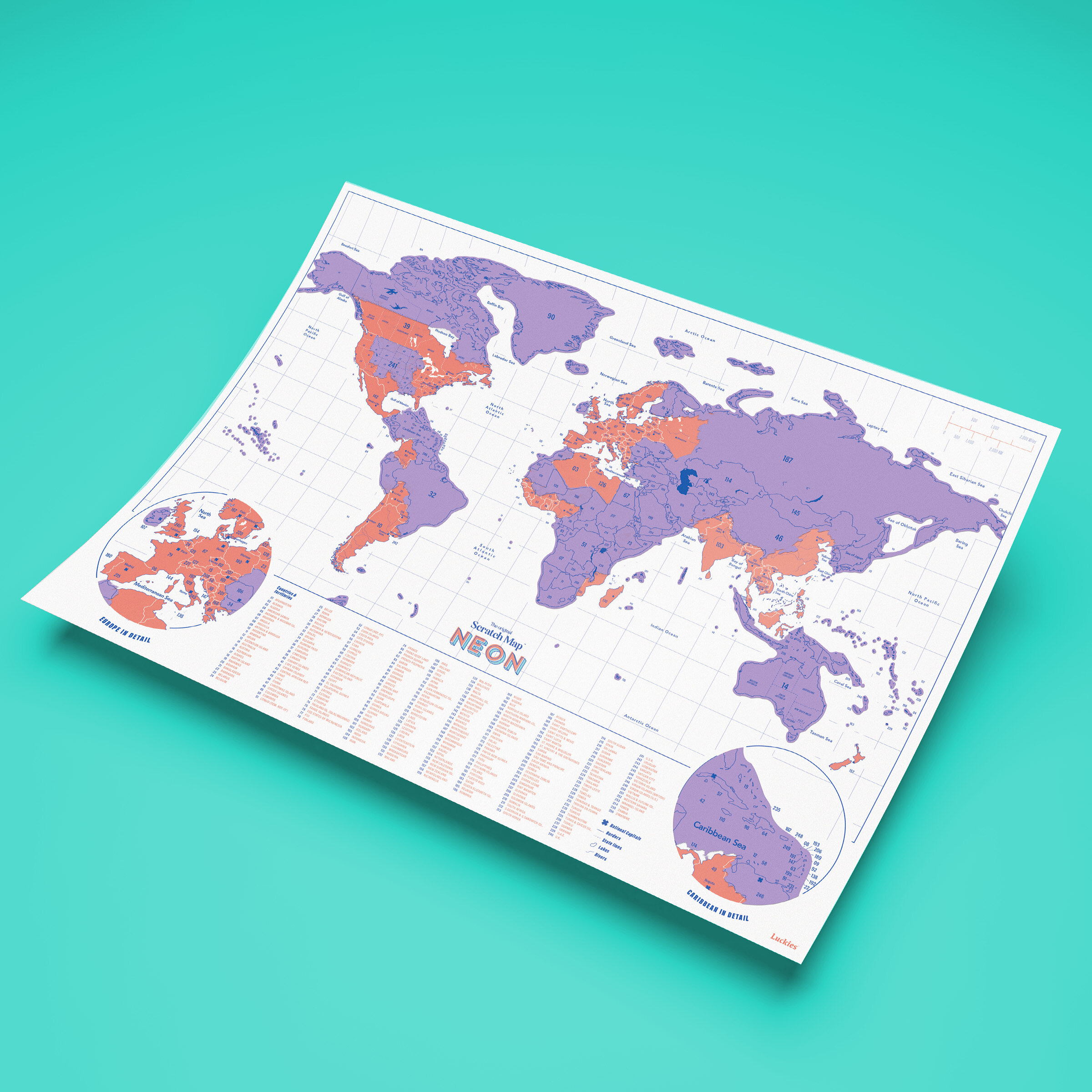 Scratch Map Neon Lila
