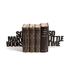 Bokstöd "So Many Books", svart metall
