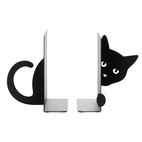 Bokstöd Gömd katt svart metall