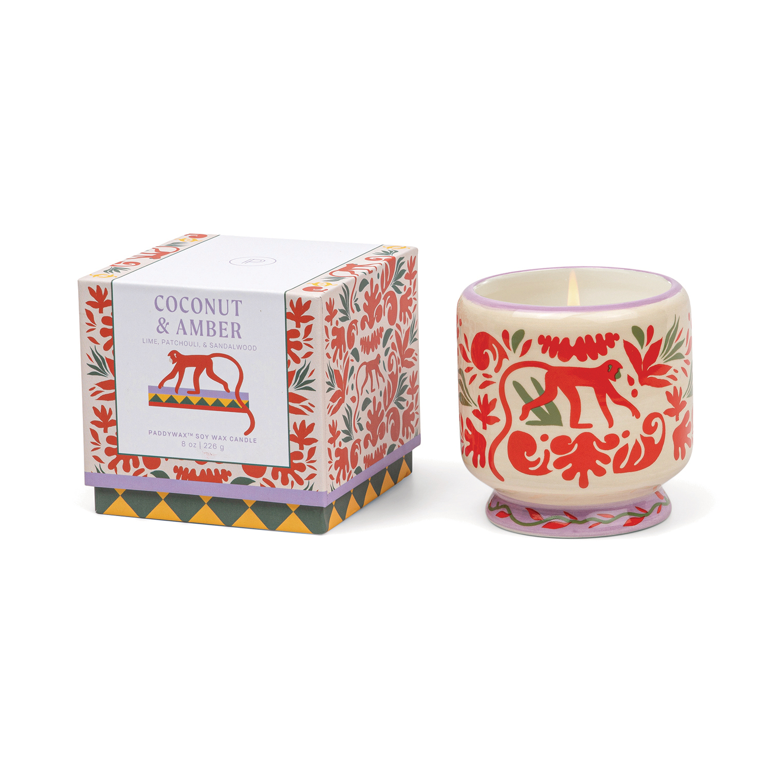 Adopo Jungle Ceramic Candle - Coconut & Amber Boxed