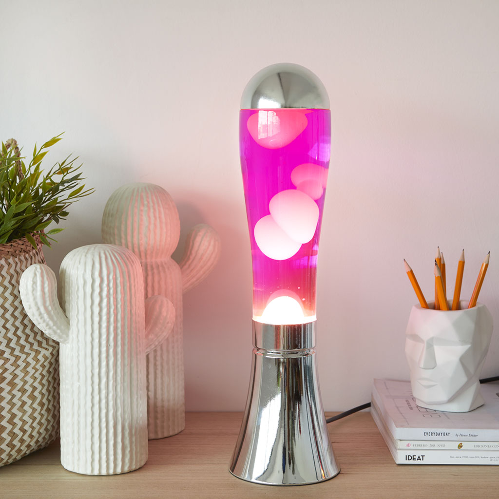 Lava lamp, Magma, Silver/ Pink