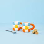 Set 2 Kaffekoppar  i keramik Floats,orange