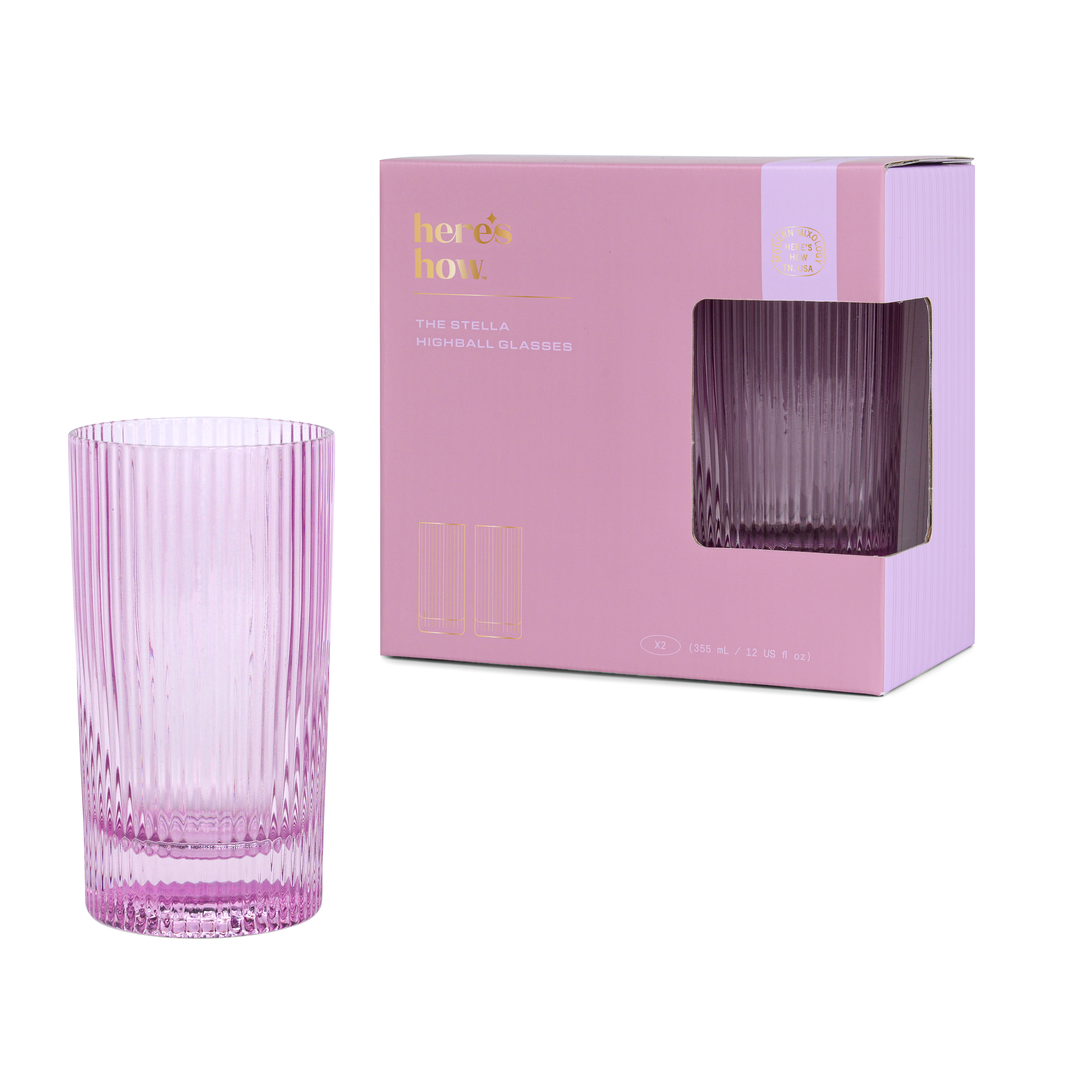 Glas Highball The Stella - Set om 2- Lila