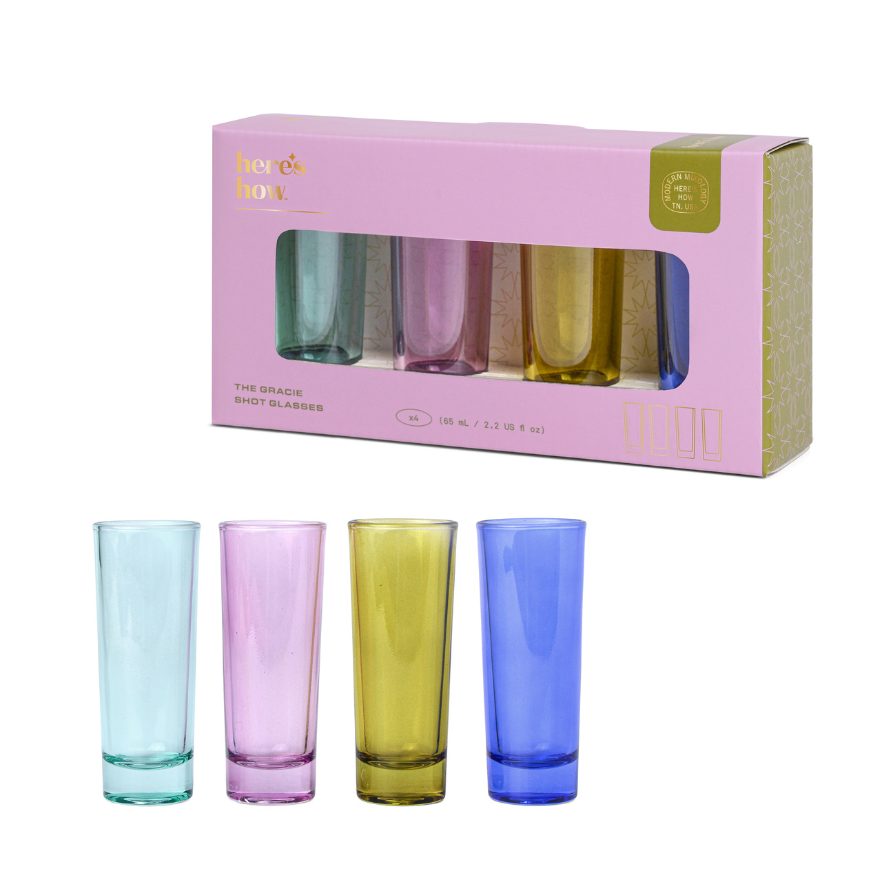 Shotsglas i blandade färger The Gracie- set om 4