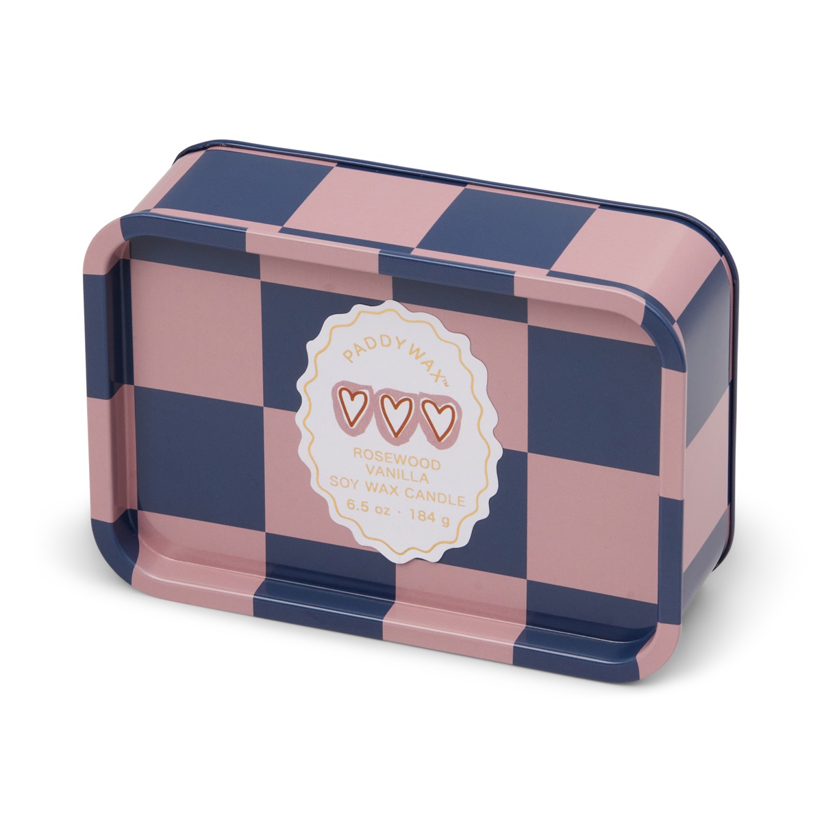 Doftljus plåtask Adopo Hearts Printed Tin Candle - Rosewood Vanilla
