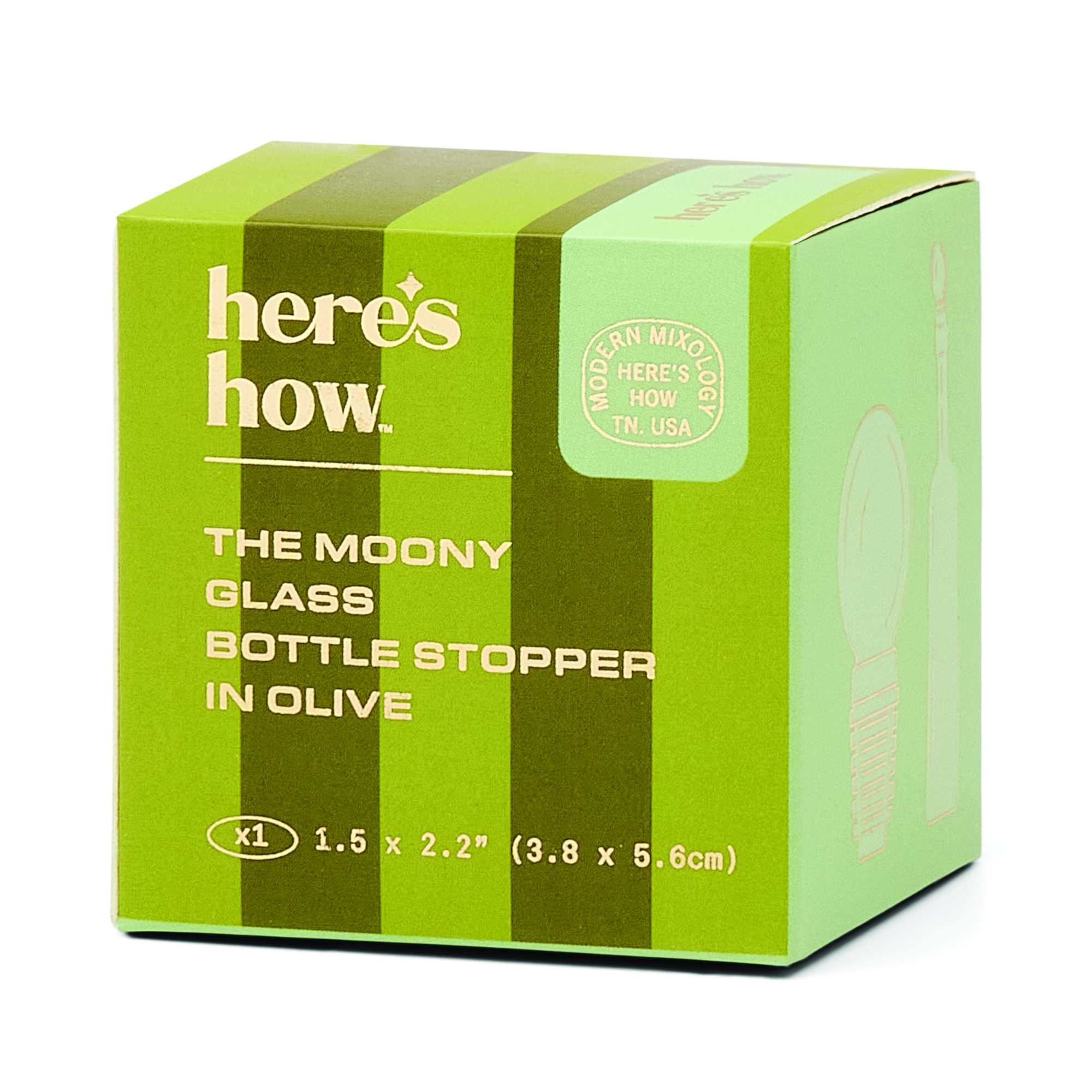 Flaskpropp i Glas Moony - Oliv