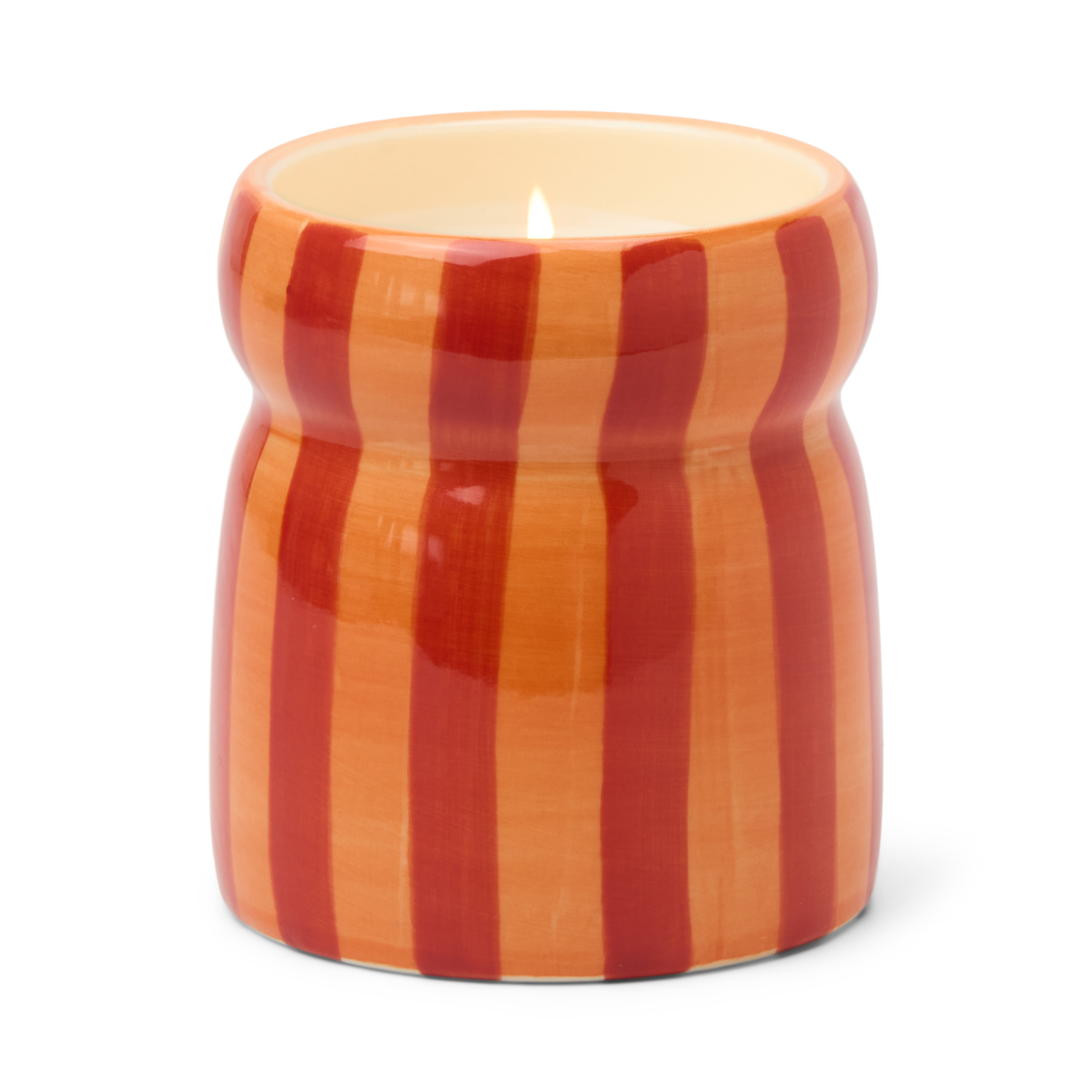 Cabana 184g Red/Coral Striped Ceramic Candle - Spiced Apple
