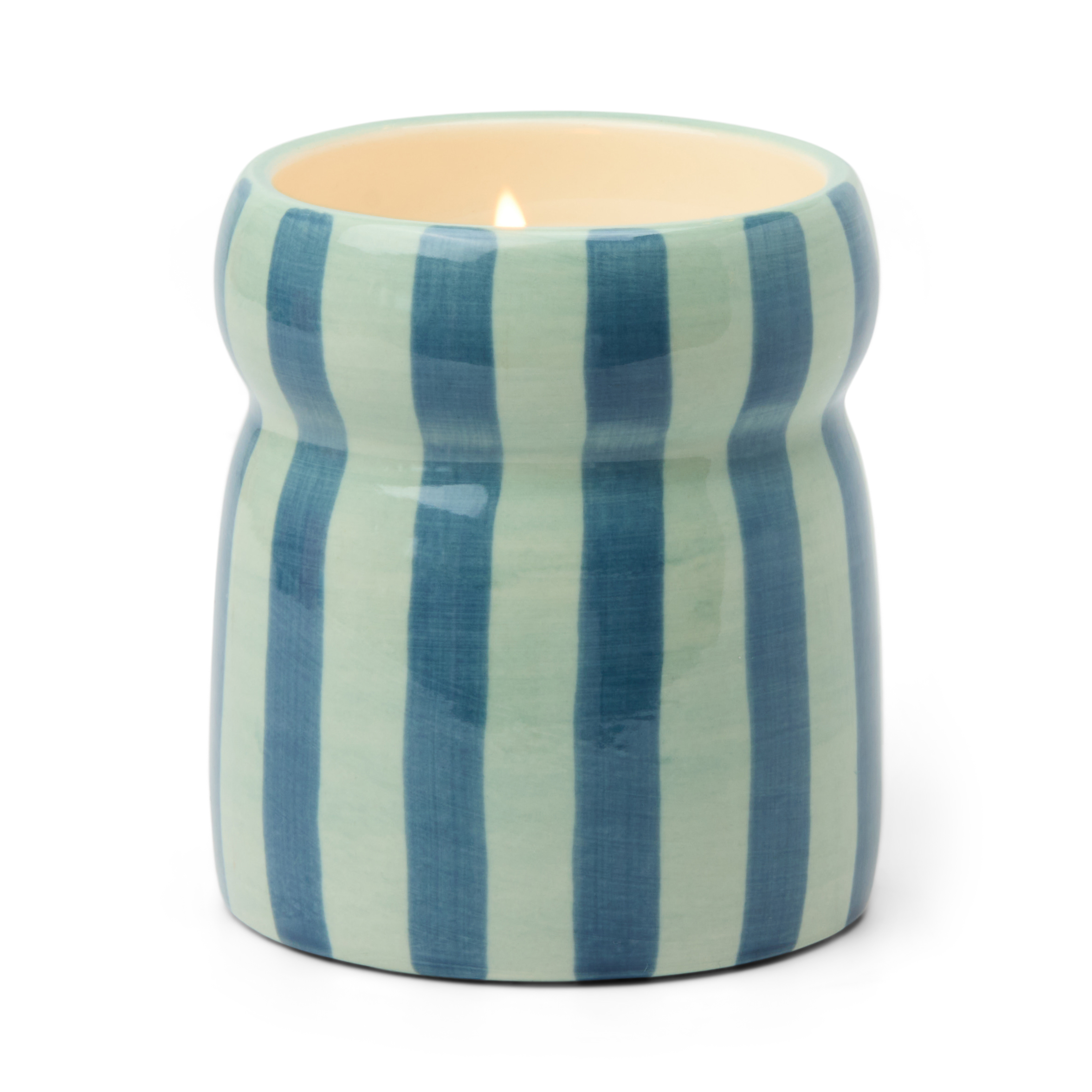 Cabana 184g Blue/Navy Striped Ceramic Candle - Warm Cider