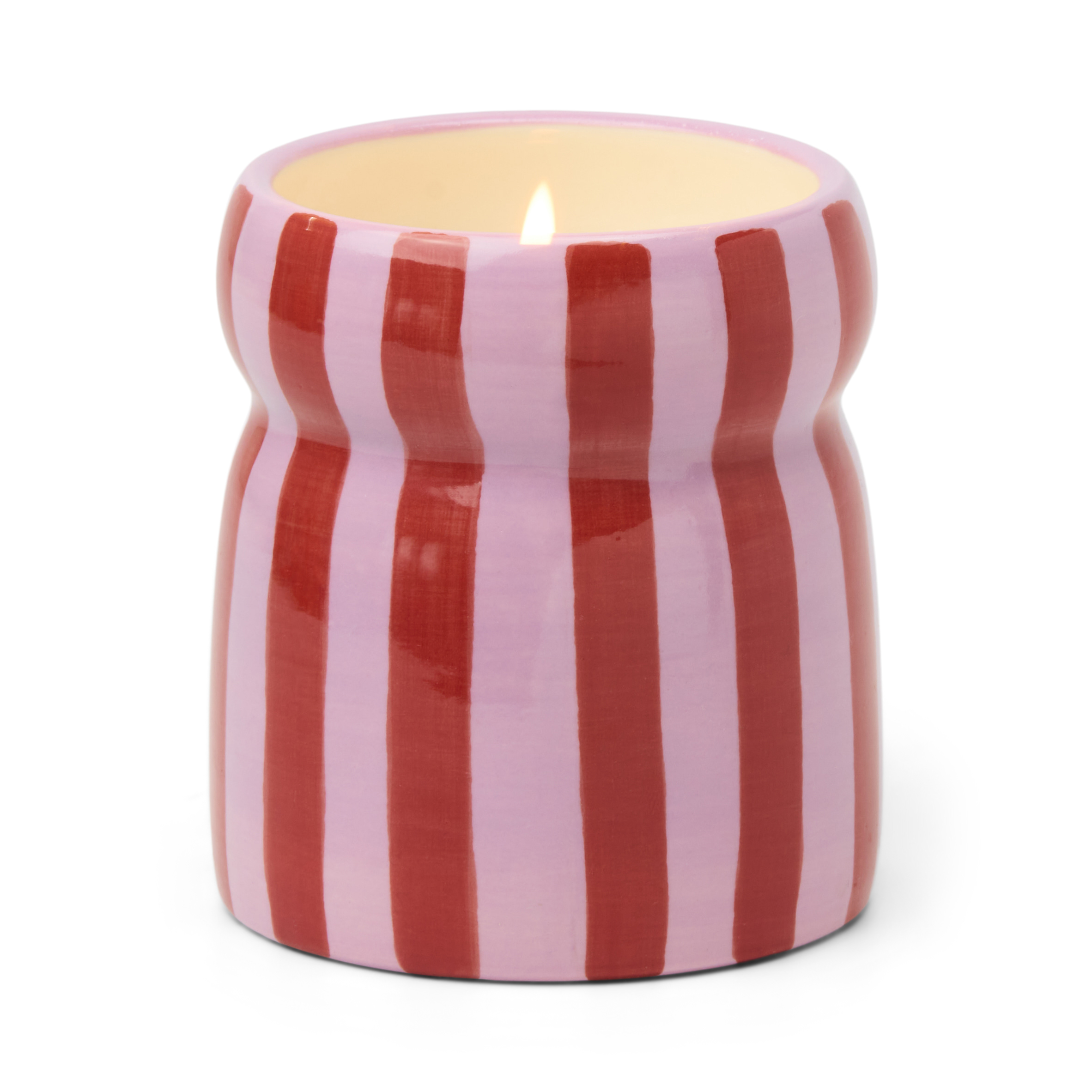 Cabana 184g Red/Pink Striped Ceramic Candle - Pink Peppermint
