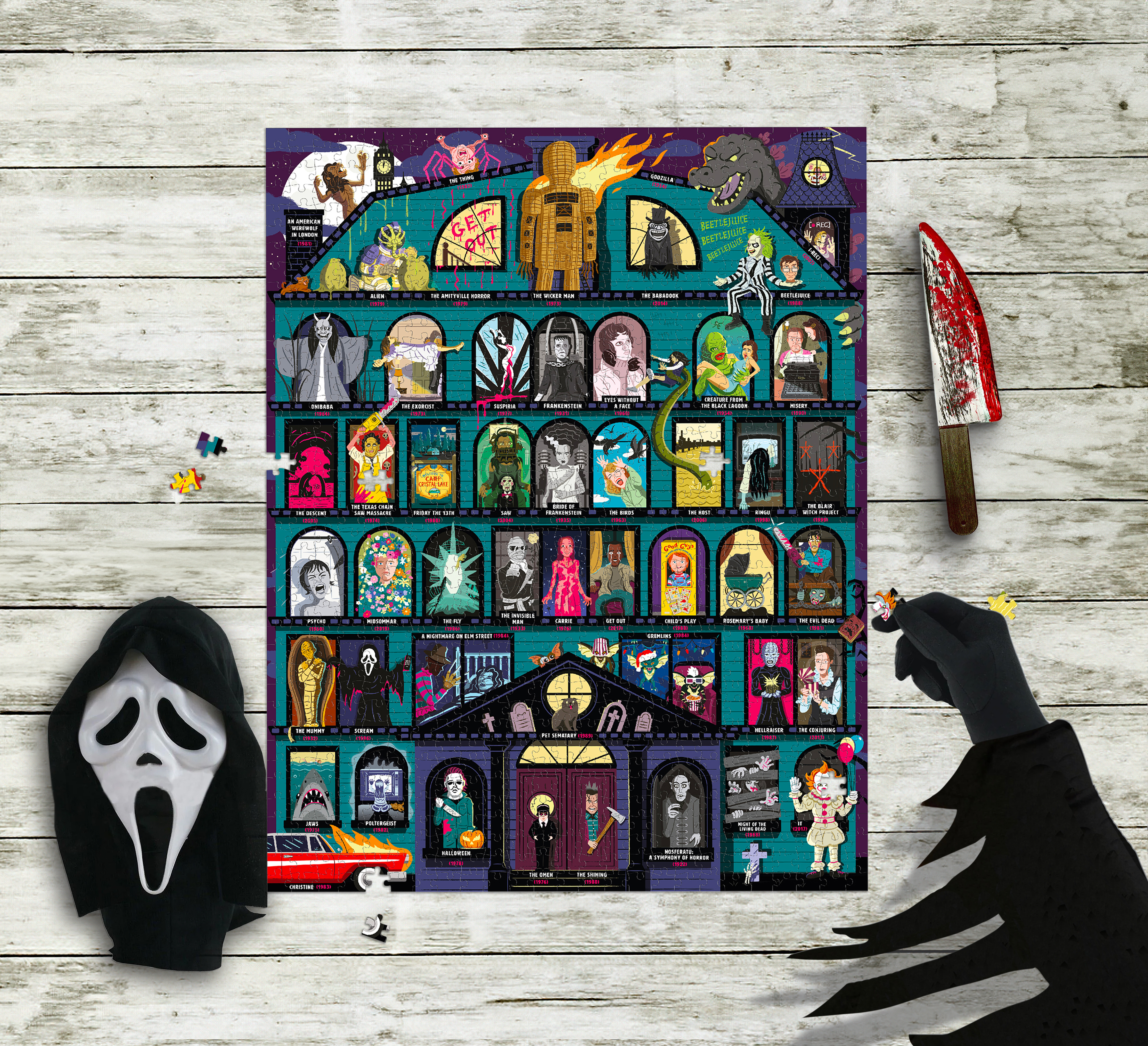 50 Must-Watch Scary Movies Bucket List 1000-piece Puzzle