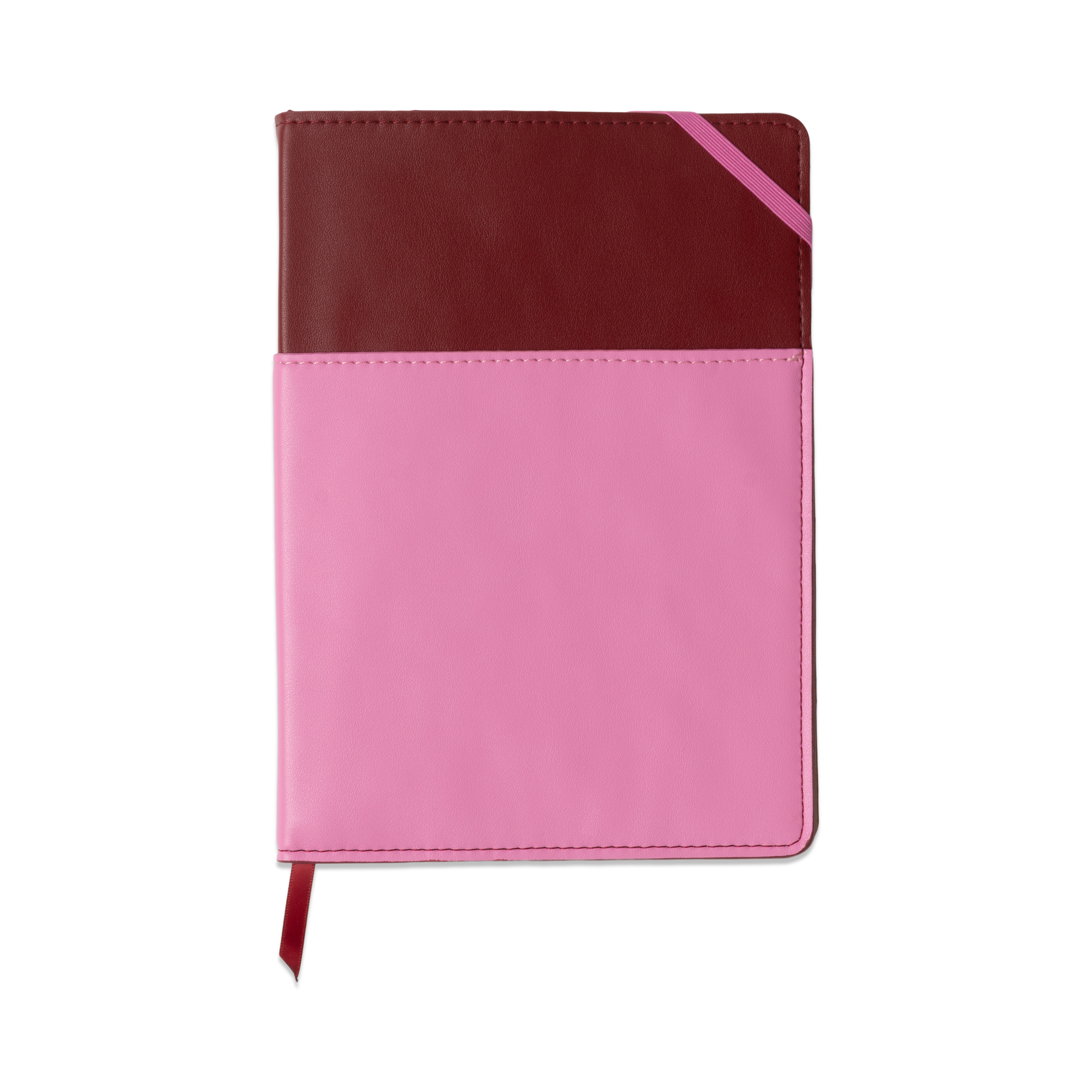 Vegan Leather Pocket Journal - Burgundy & Pink (FSC Mix Credit)