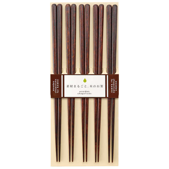 Kawai Ätpinnar Plain Wood Brun 5 par