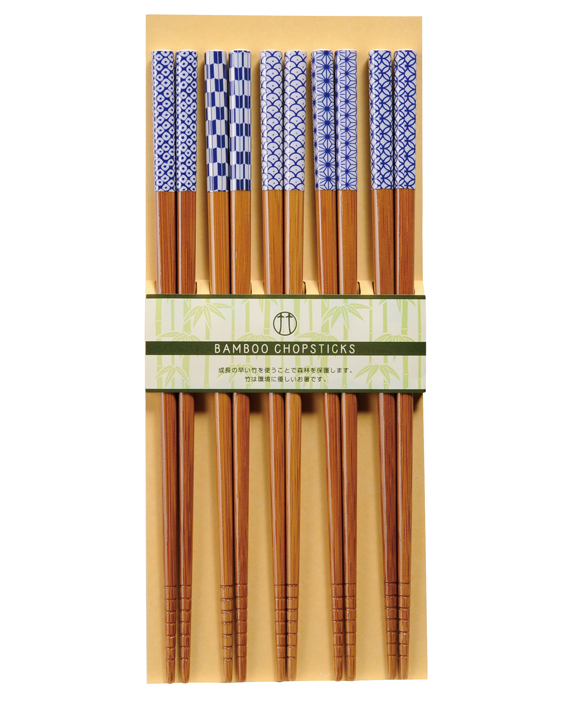 Kawai Ätpinnar Susutake-Komon Blå-vita 5 par