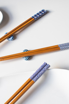 Kawai Ätpinnar Susutake-Komon Blå-vita 5 par