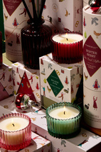 Doftljus Christmas Räfflat Glas - Rosa - Pink Peppermint