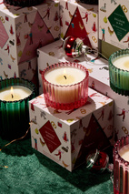 Doftljus Christmas Räfflat Glas - Grön - Balsam Fir