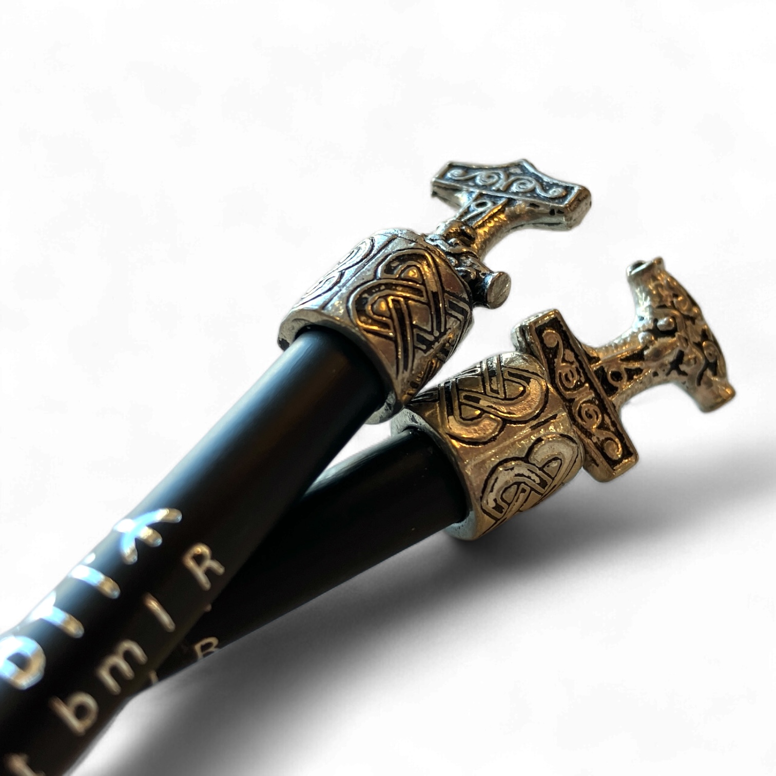 Black pen with nib Thor's hammer and silver runes