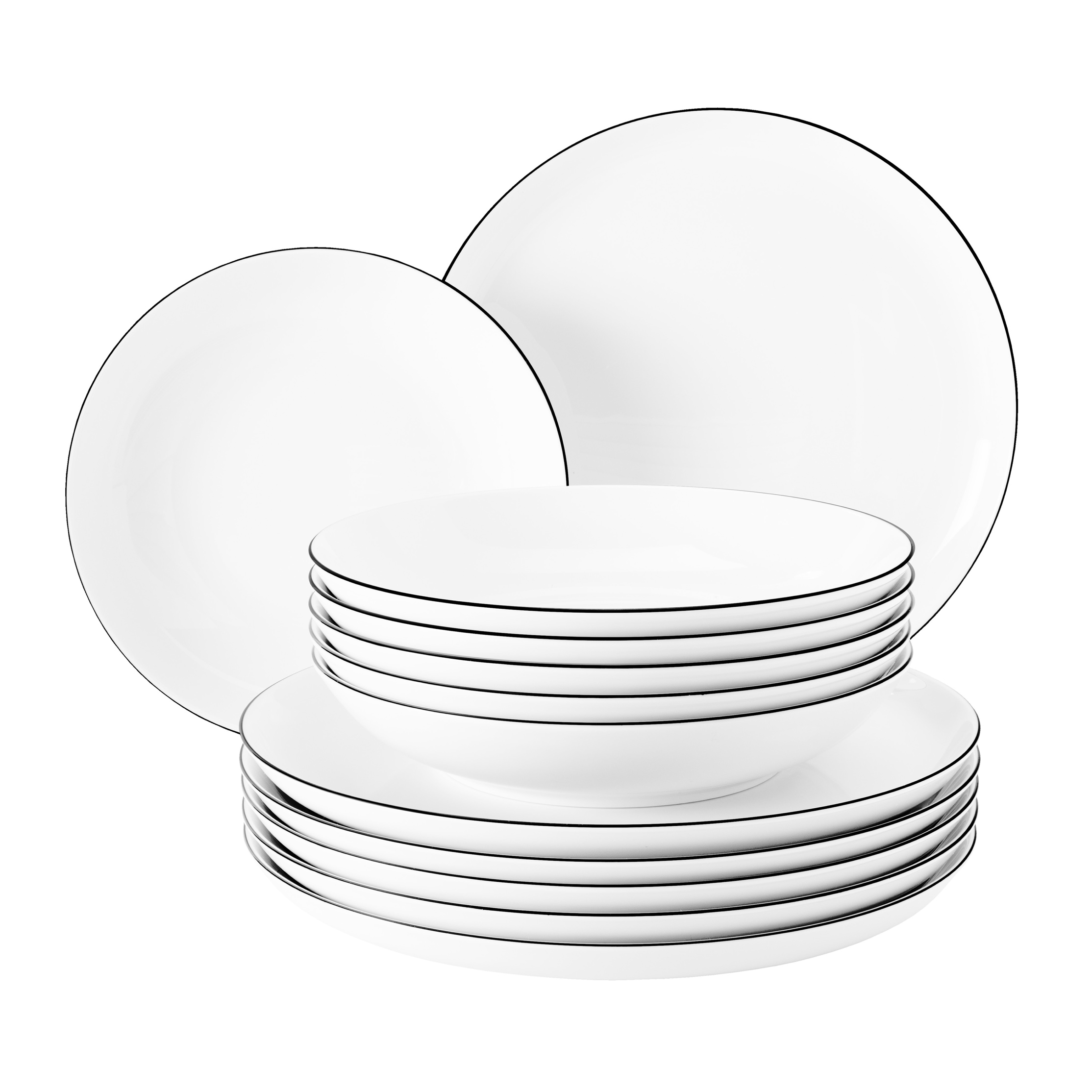 Seltmann Middagsporslin Lido Black Line Vit 12 delar