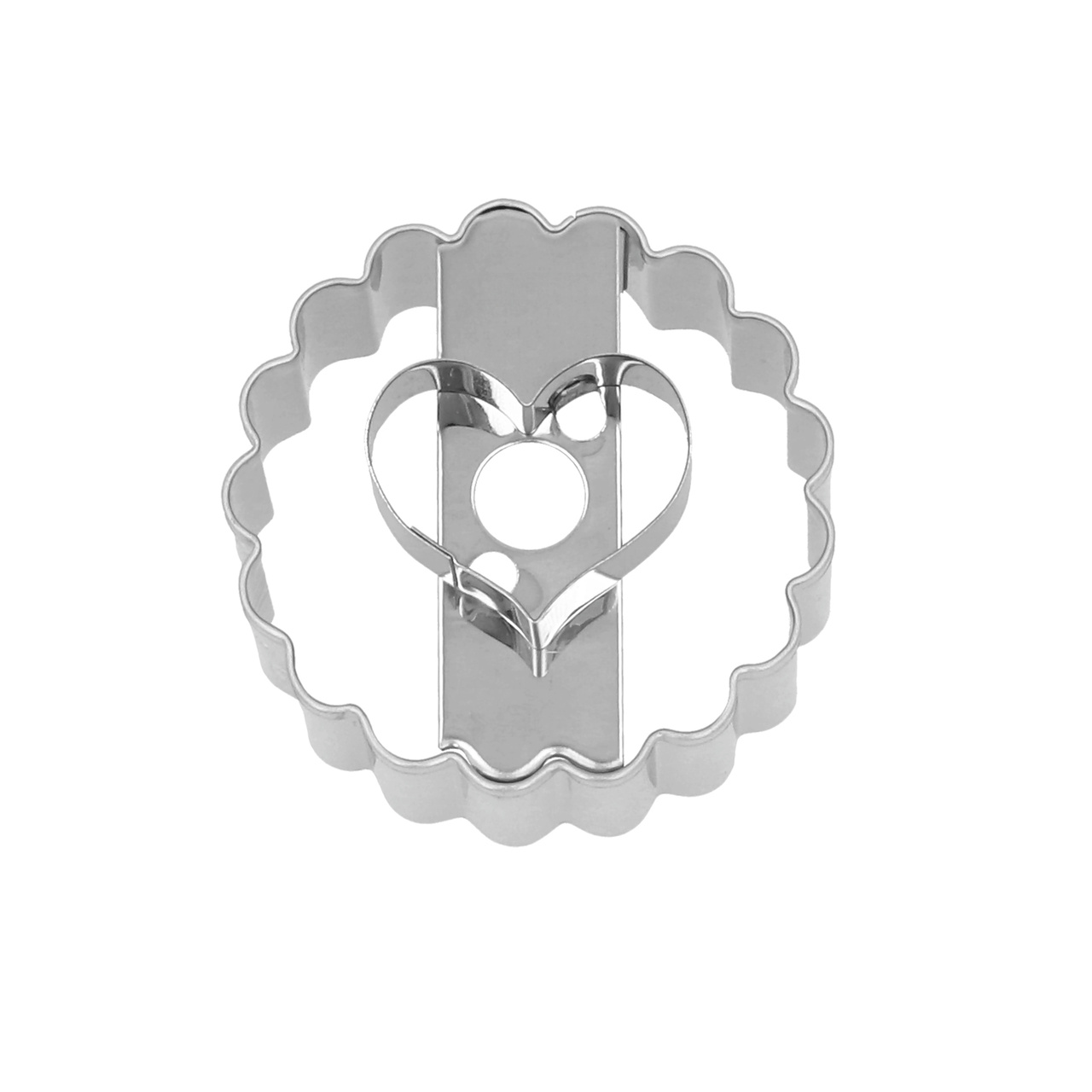 Birkmann Cookie Cutter Round with Heart Insert Stainless Steel 5 cm