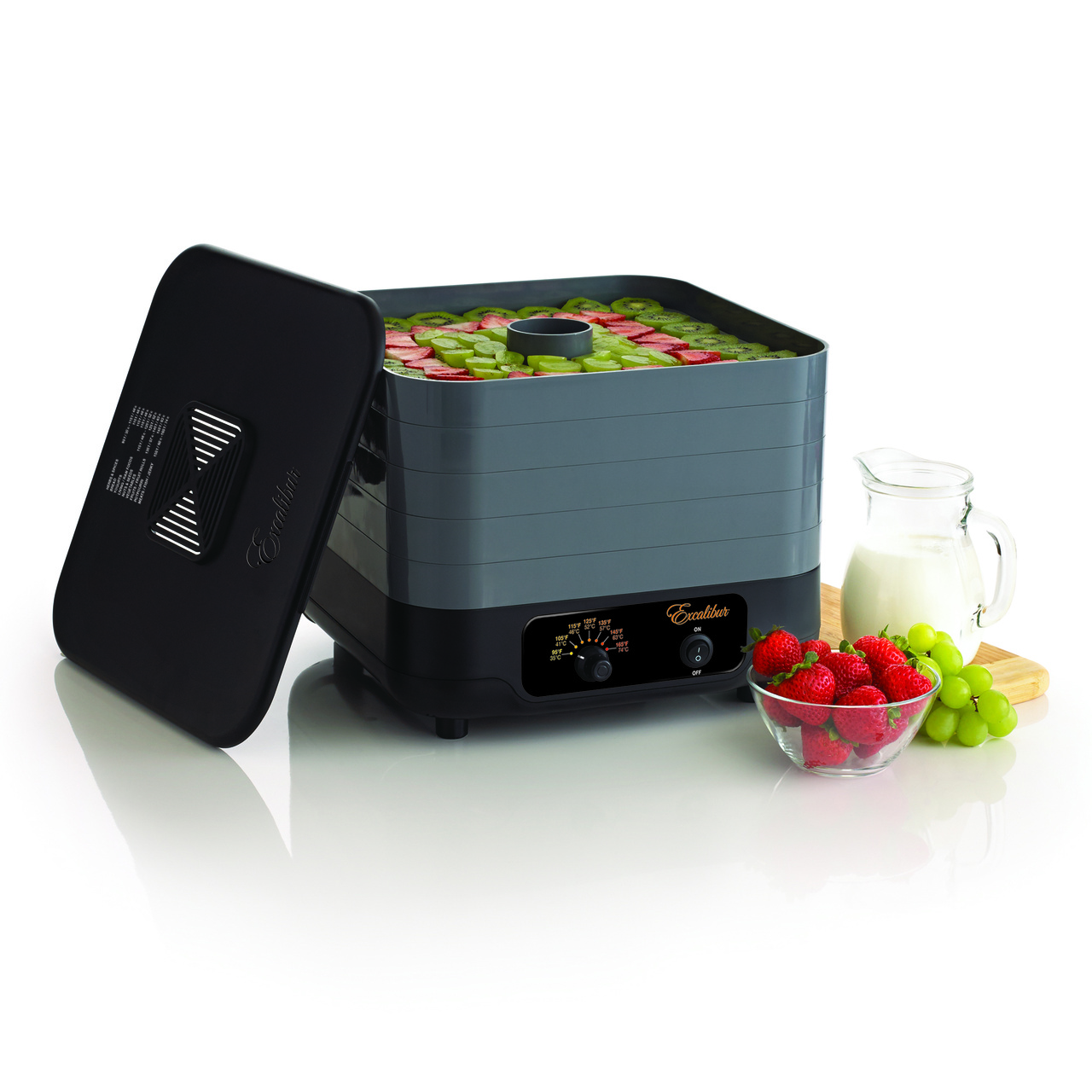 Excalibur Stapelbar tork 5 plåtar, svart/grå