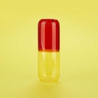 Flaska o Glas Piller, Röd/Gul glas 500 ml