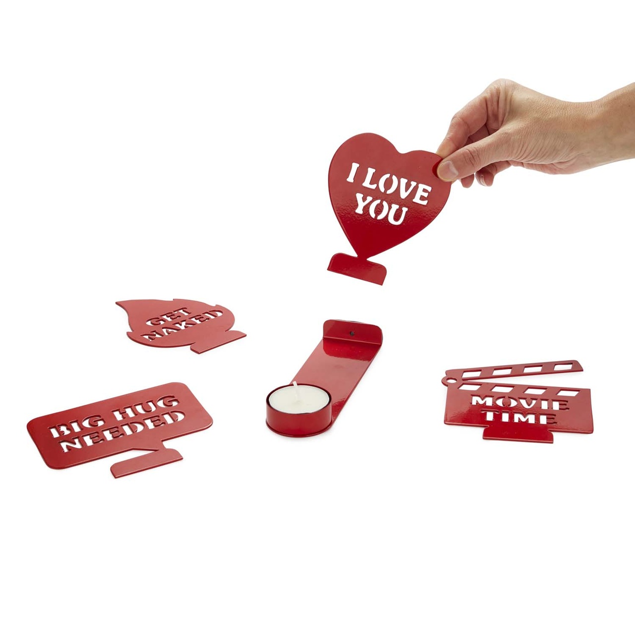 Ljushållare med budskap, Moods, Röd