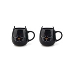 Kaffekoppar Wake cat  x 2 svart keramik