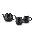 Kaffekoppar Wake cat  x 2 svart keramik
