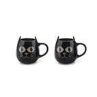 Kaffekoppar Wake cat  x 2 svart keramik