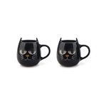 Kaffekoppar Wake cat  x 2 svart keramik