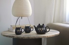 Kaffekoppar Wake cat  x 2 svart keramik