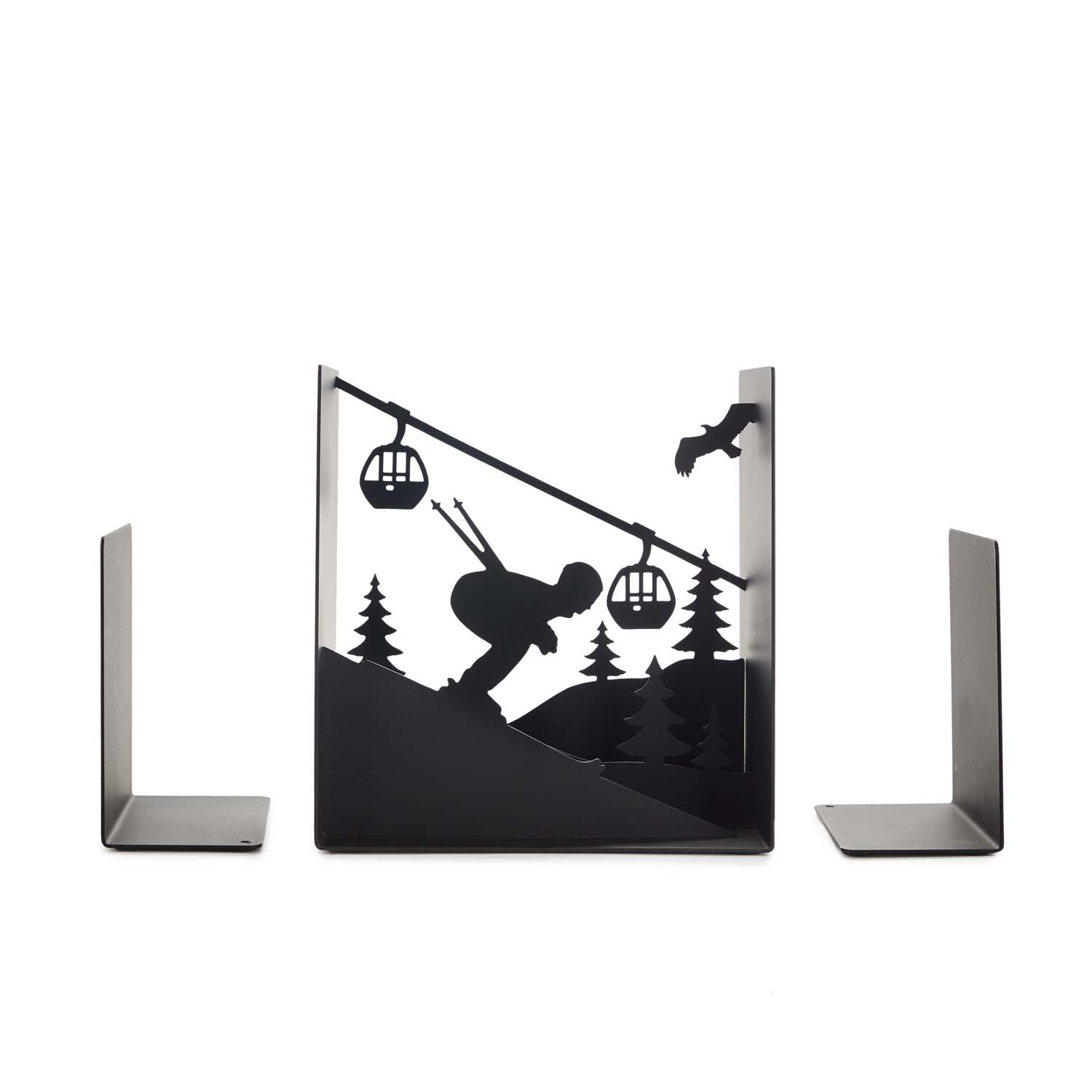 Bookend Skier, black metal