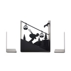 Bokstöd Skidåkare, svart metall