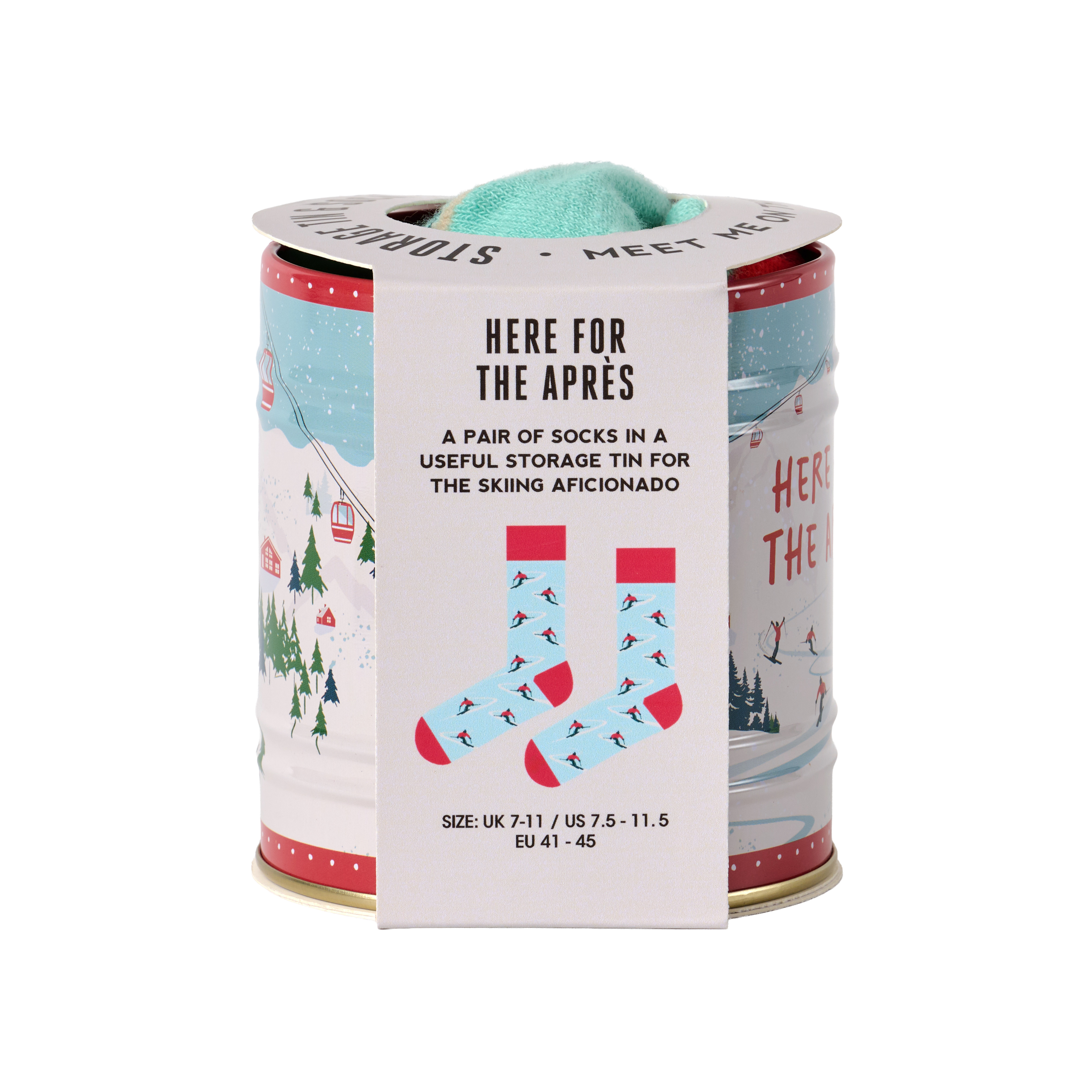 Storage Tin & Sock Set - Skiing