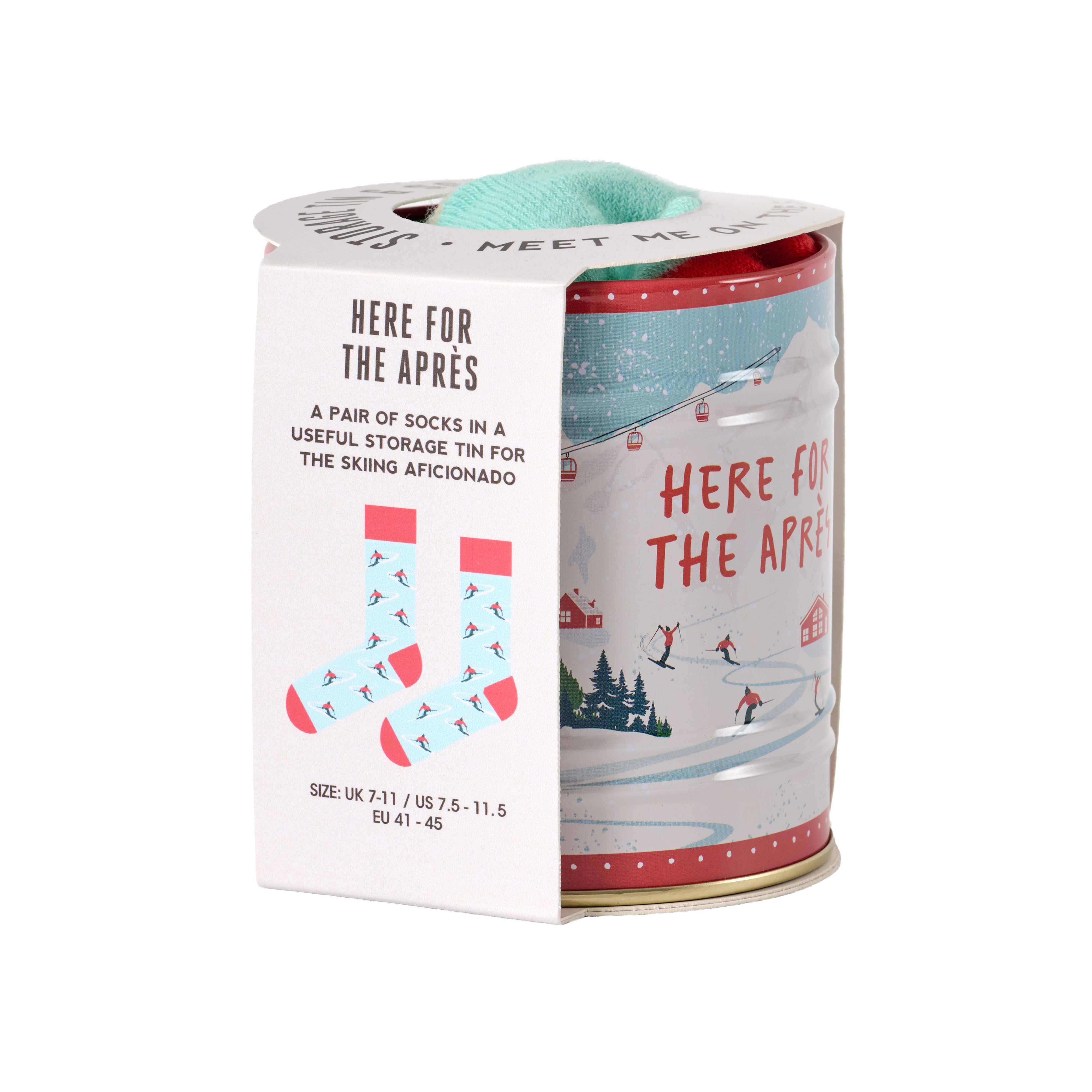 Storage Tin & Sock Set - Skiing