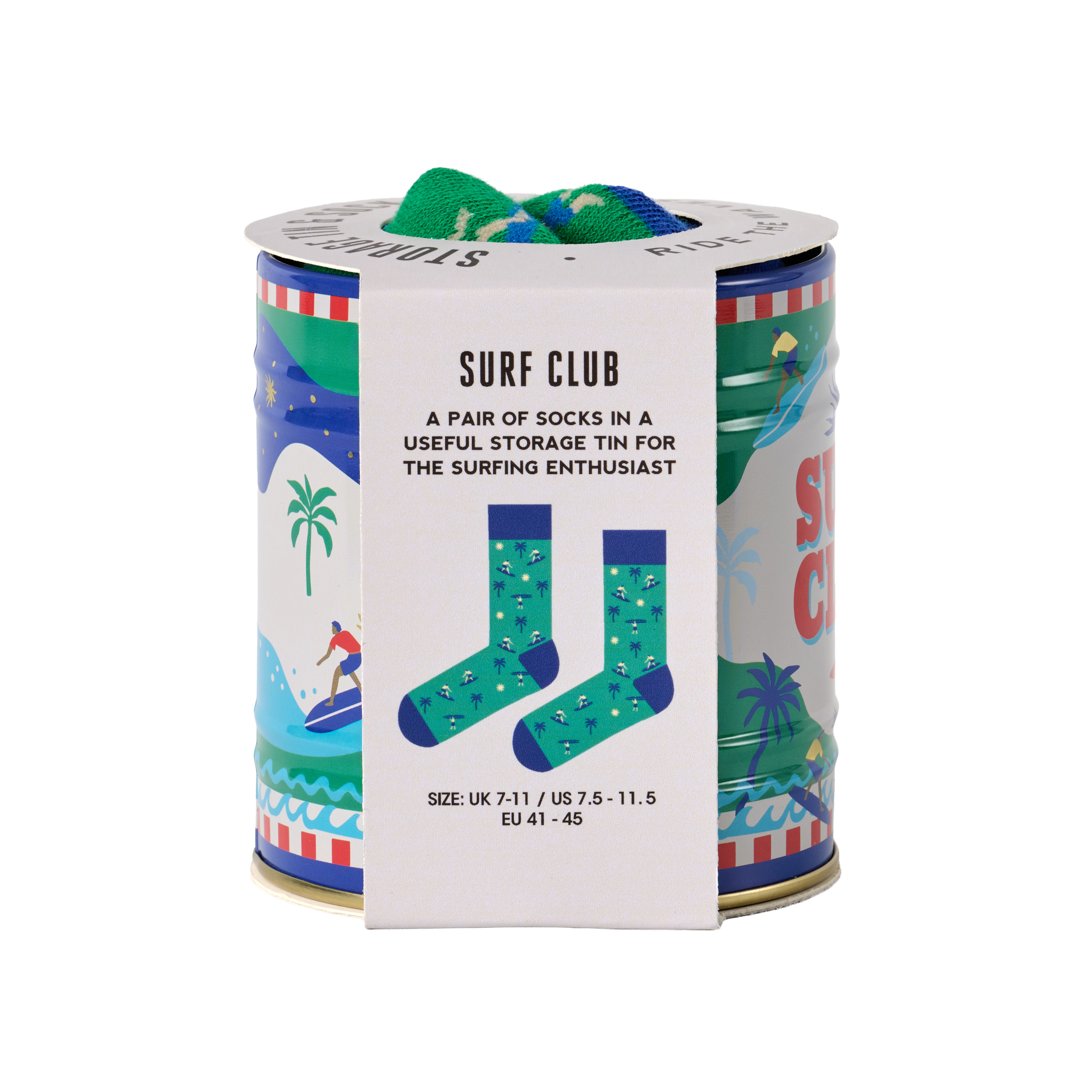 Storage Tin & Sock Set - Surfing