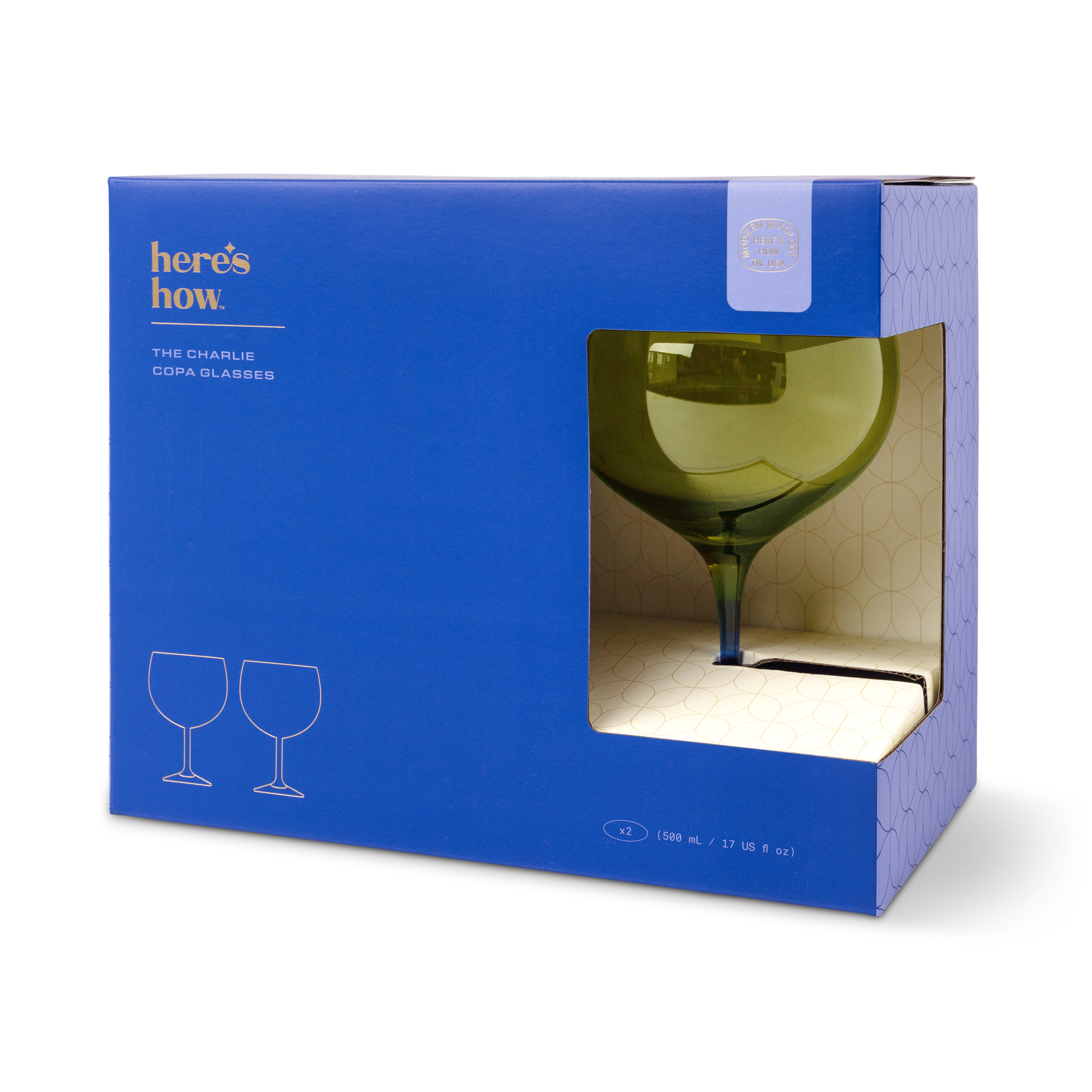 The Charlie Copa Glass - Set of Two - Olive + Cobalt