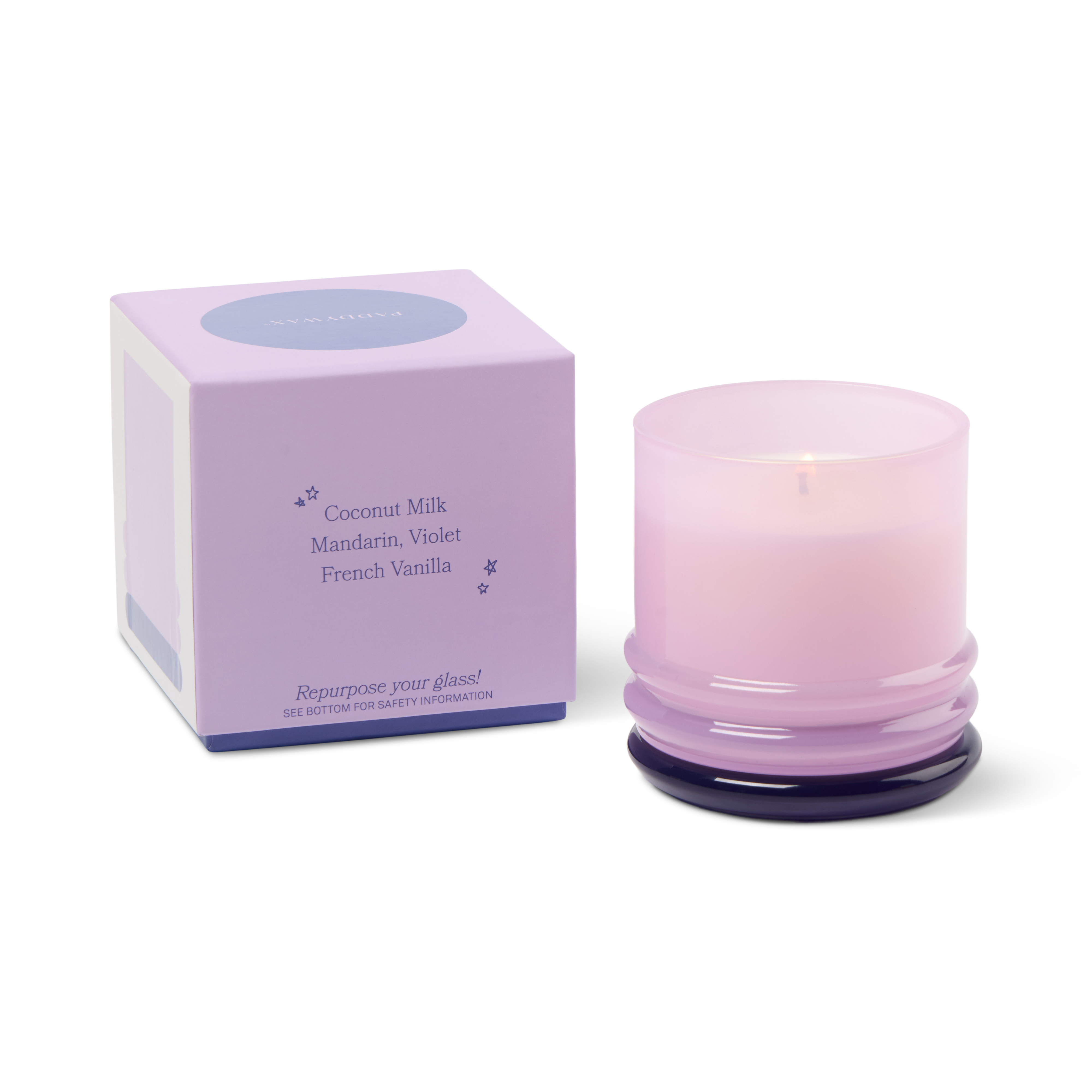 Stacked 7oz/198g Glass Candle Lavendar and Dark Purple - Violet Vanilla