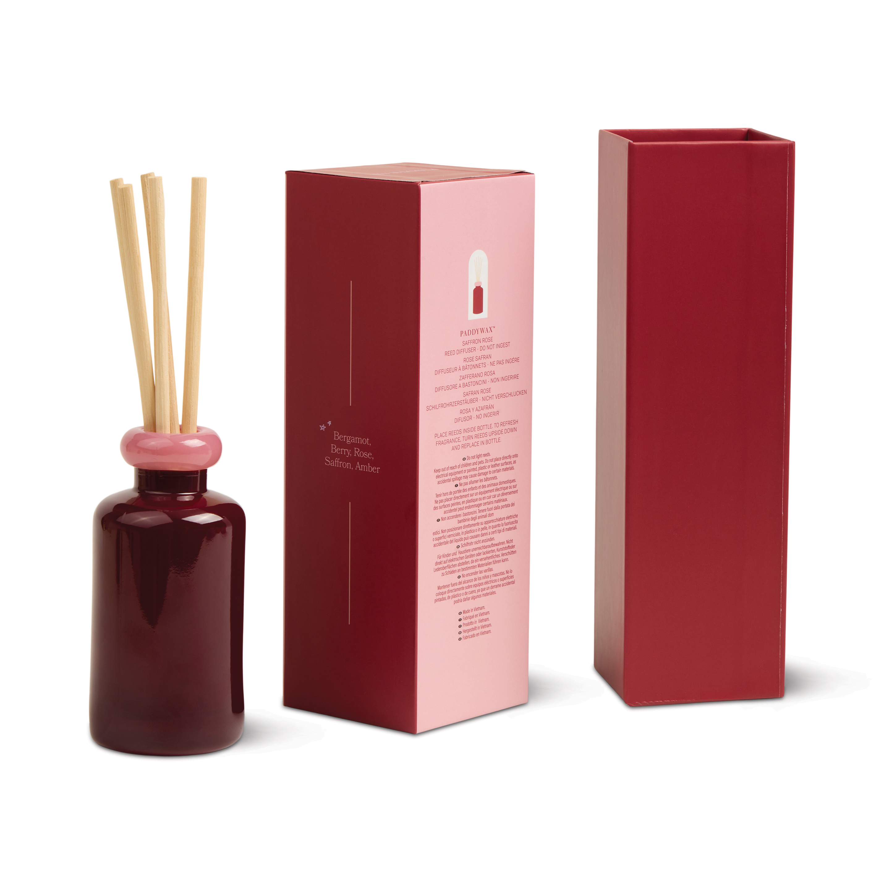 Stacked 3.2fl oz./94ml Glass Diffuser Red and Pink - Saffron Rose