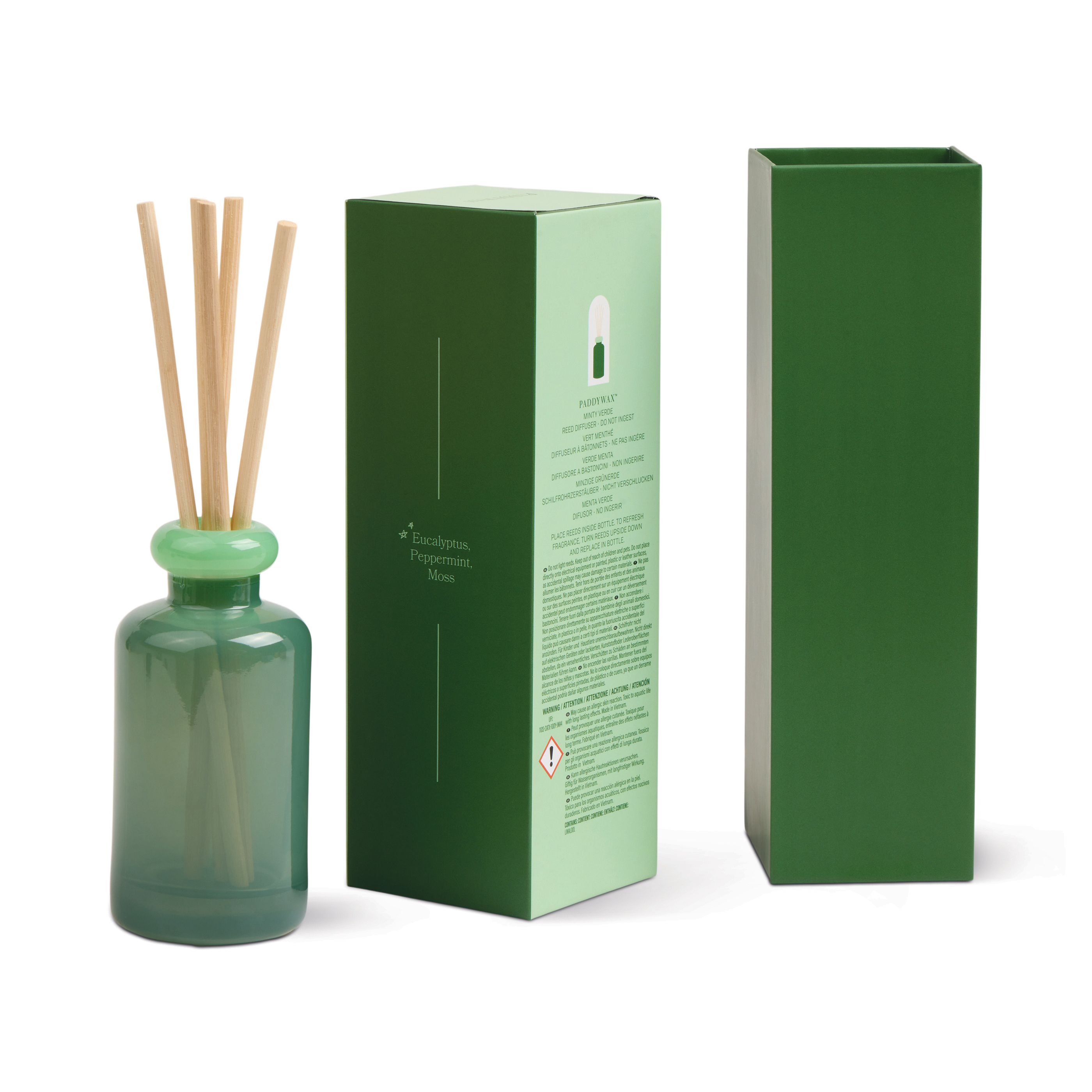 Stacked 3.2fl oz./94ml Glass Diffuser Dark Green and Bright Green - Minty Verde
