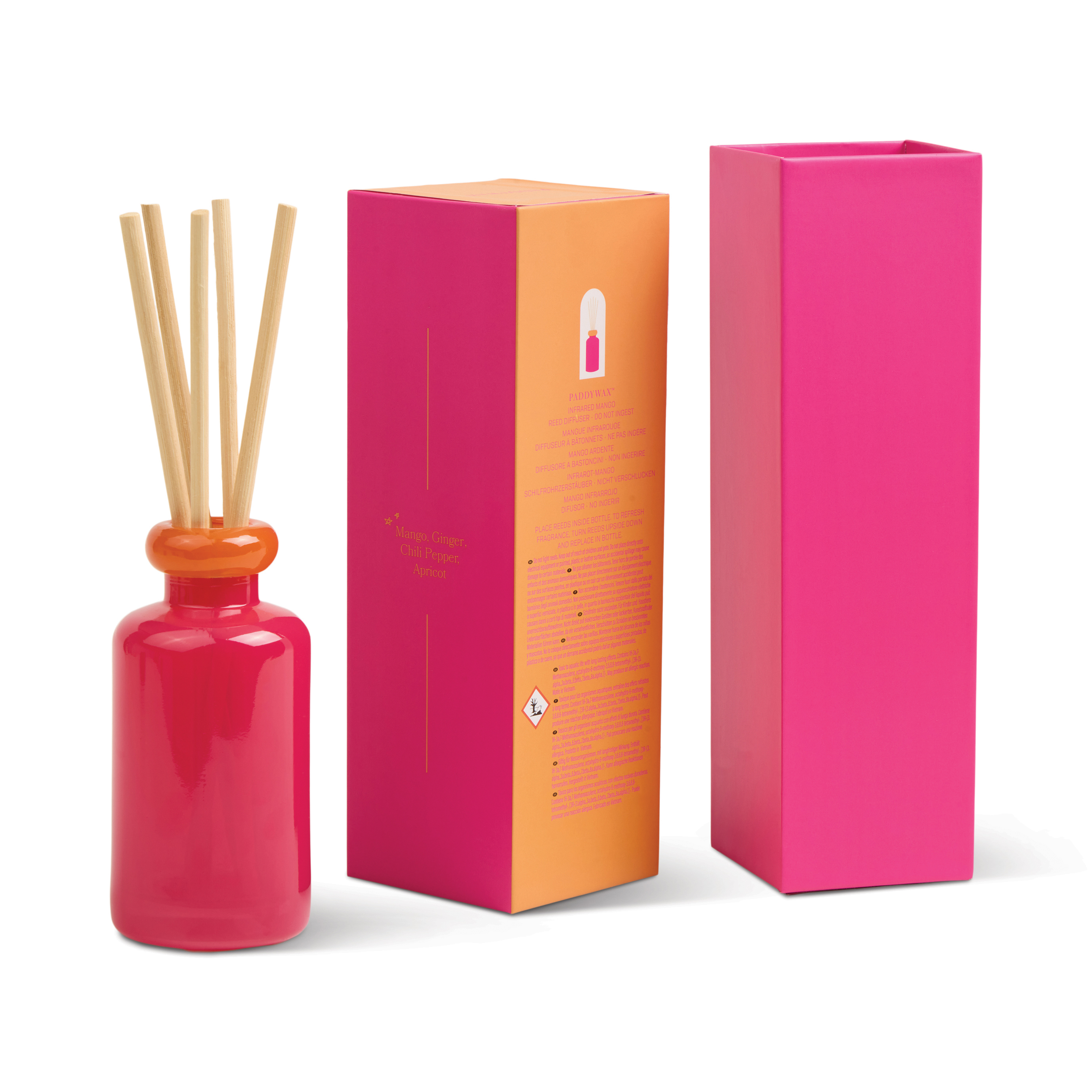 Stacked 3.2fl oz./94ml Glass Diffuser Hot Pink and Orange - Infrared Mango