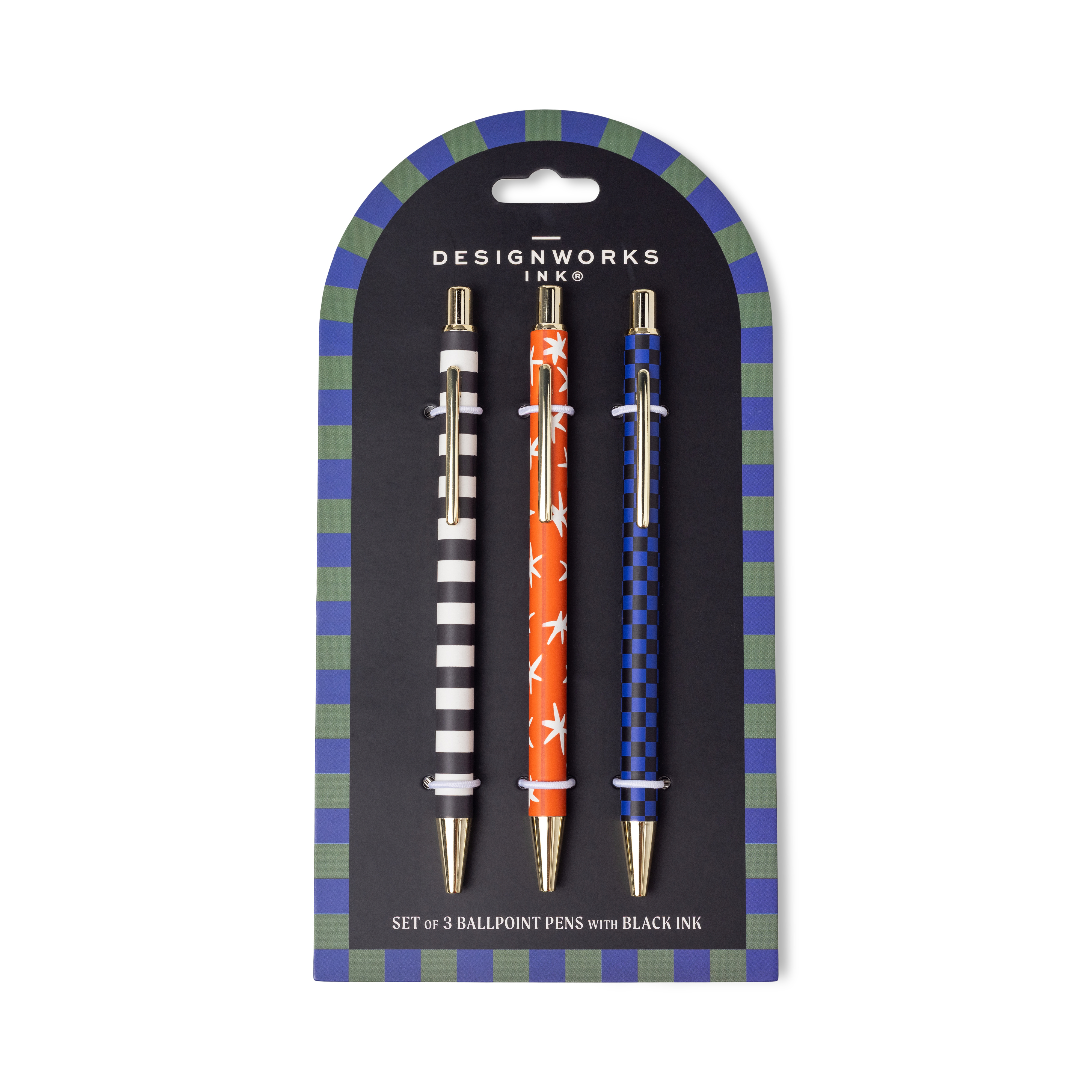 Adopo Set of 3 Pens - Stripe, Star, Check