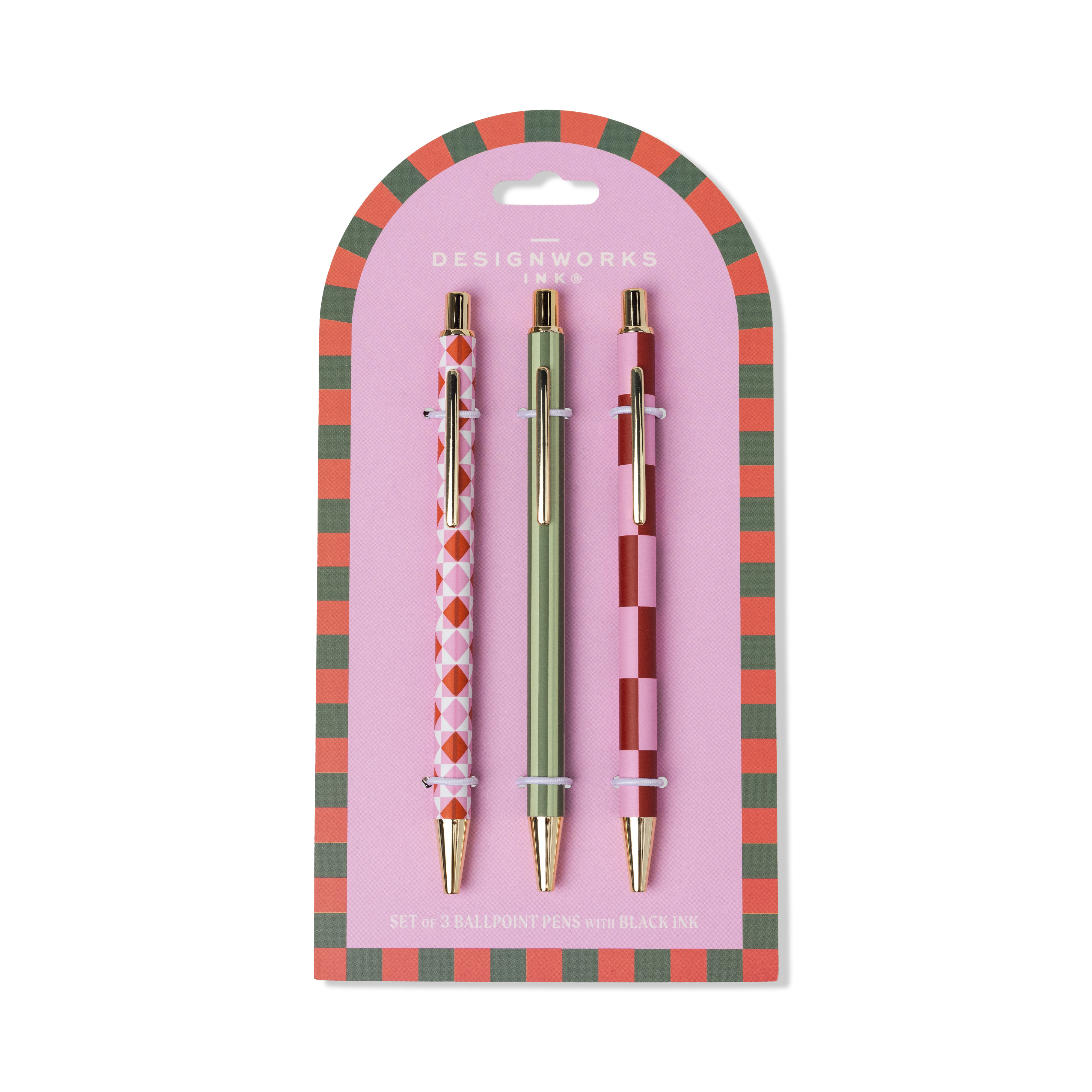 Adopo Set of 3 Pens - Diamond, Stripe, Check