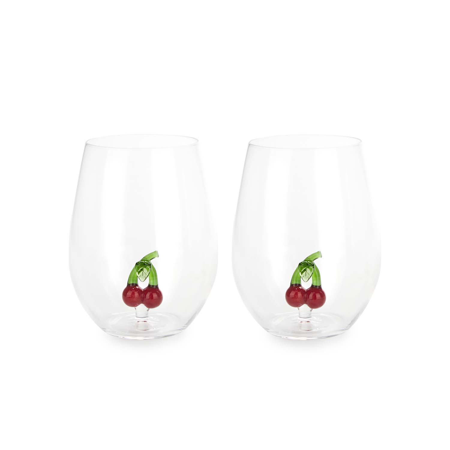 Drinking Glass Botanical, Cherry, set of 2