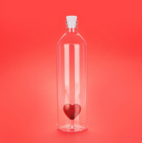 Flaska Atlantis Love, Rött hjärta, 1,2 l Borosilikatglas