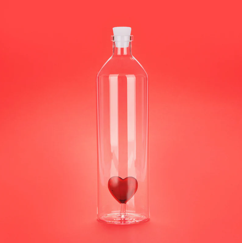 Bottle Atlantis Love, Red Heart, 1.2 l Borosilicate Glass